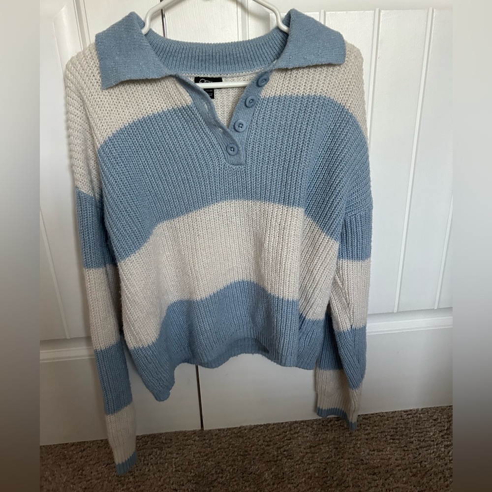 art class blue and white striped sweater
